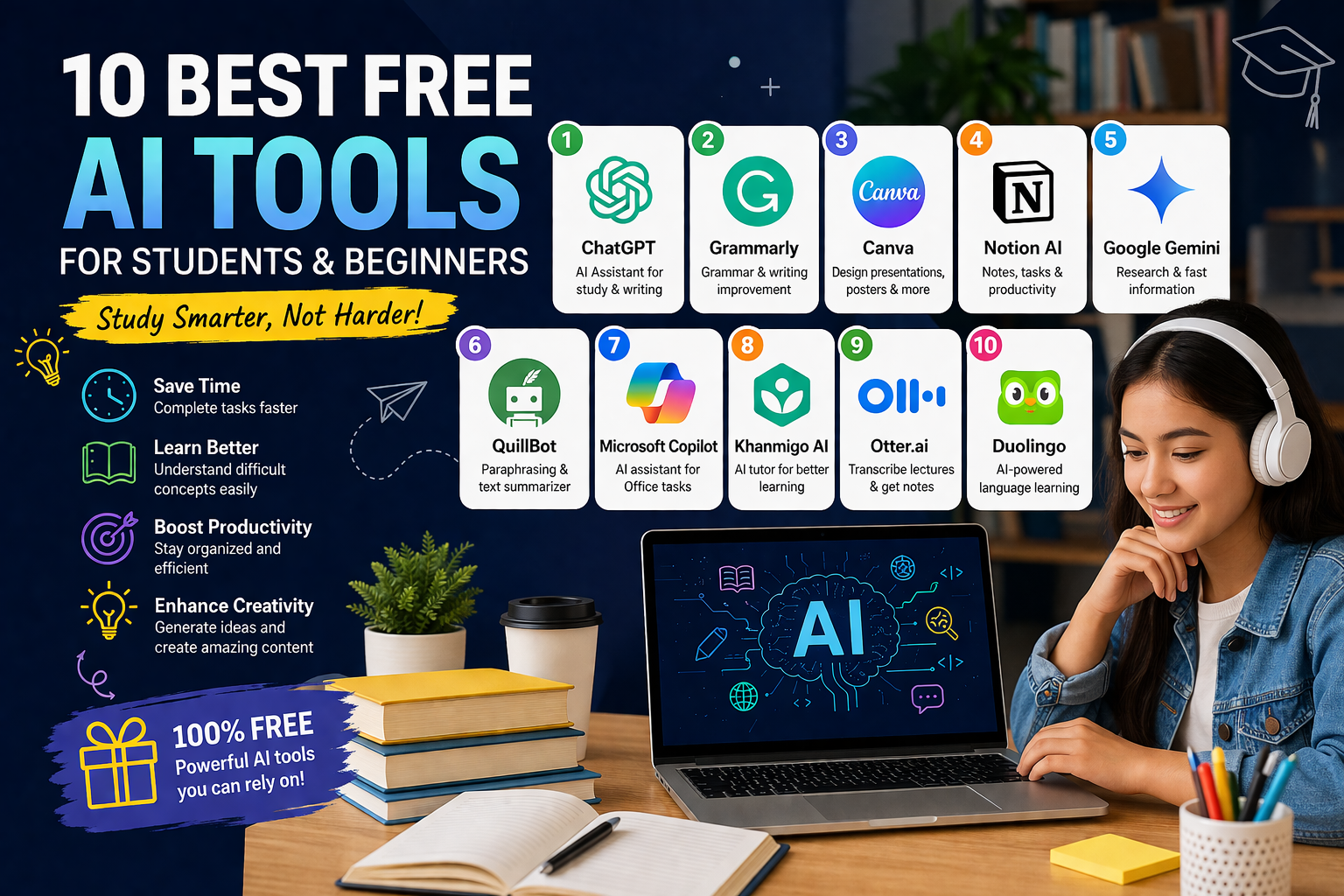 Best Free AI Tools for Students & Beginners – Top 10 in 2026